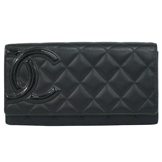 Chanel CC Logo Cambon Line Wallet Lambskin Leather Black
