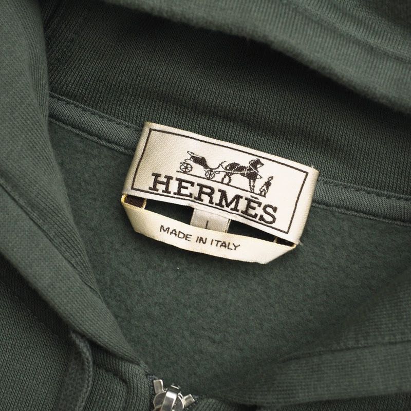 2022awHermes Run H Run H Hoodie Size L Hood Zip Up Hoodie Lined Made In Italy