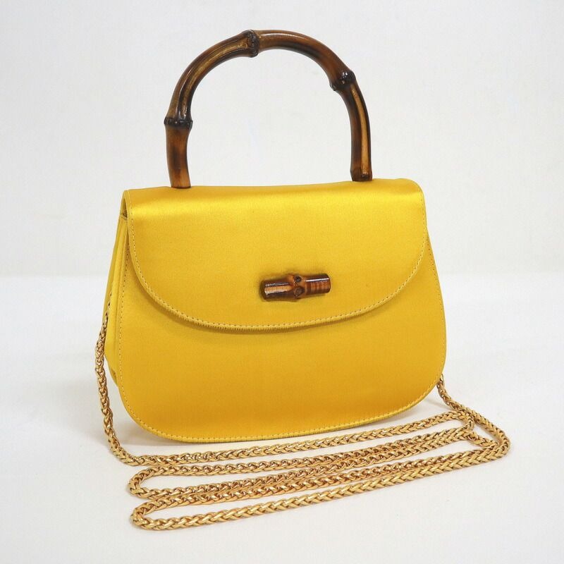 Gucci Bamboo Satin Shoulder Bag Gold