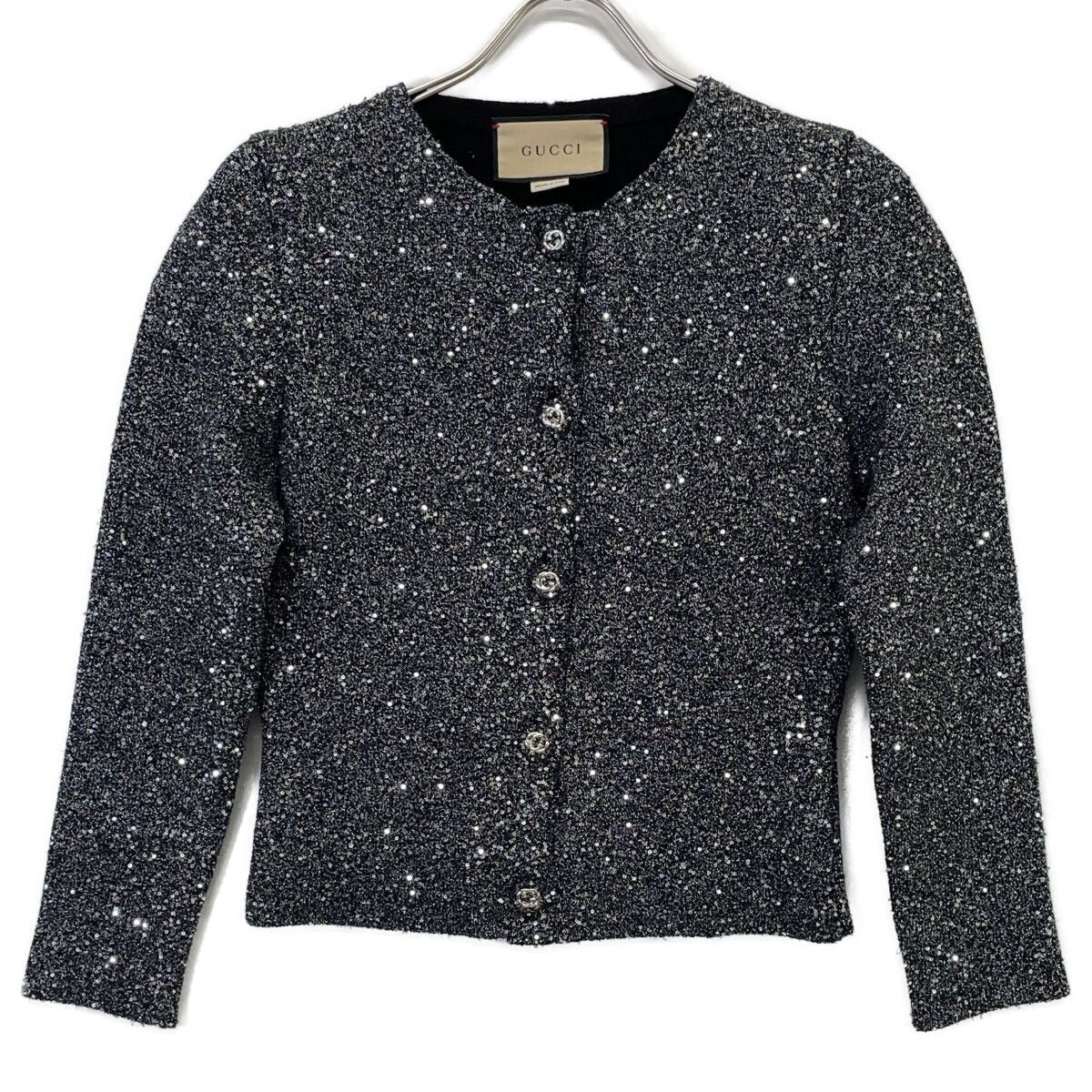 Gucci Gray Sequin Knit Cardigan