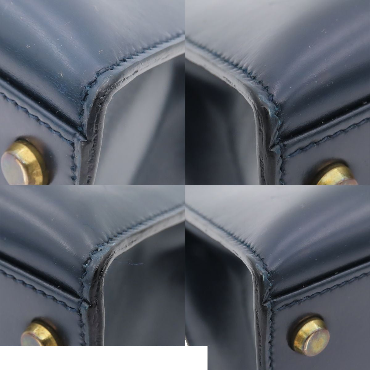 Hermes Kelly 35 Navy Gold Box Calf Sellier Handbag — view 7