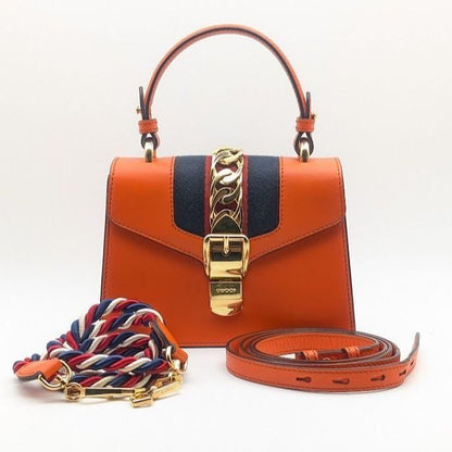 Gucci Sylvie Sherry Line Orange Handbag