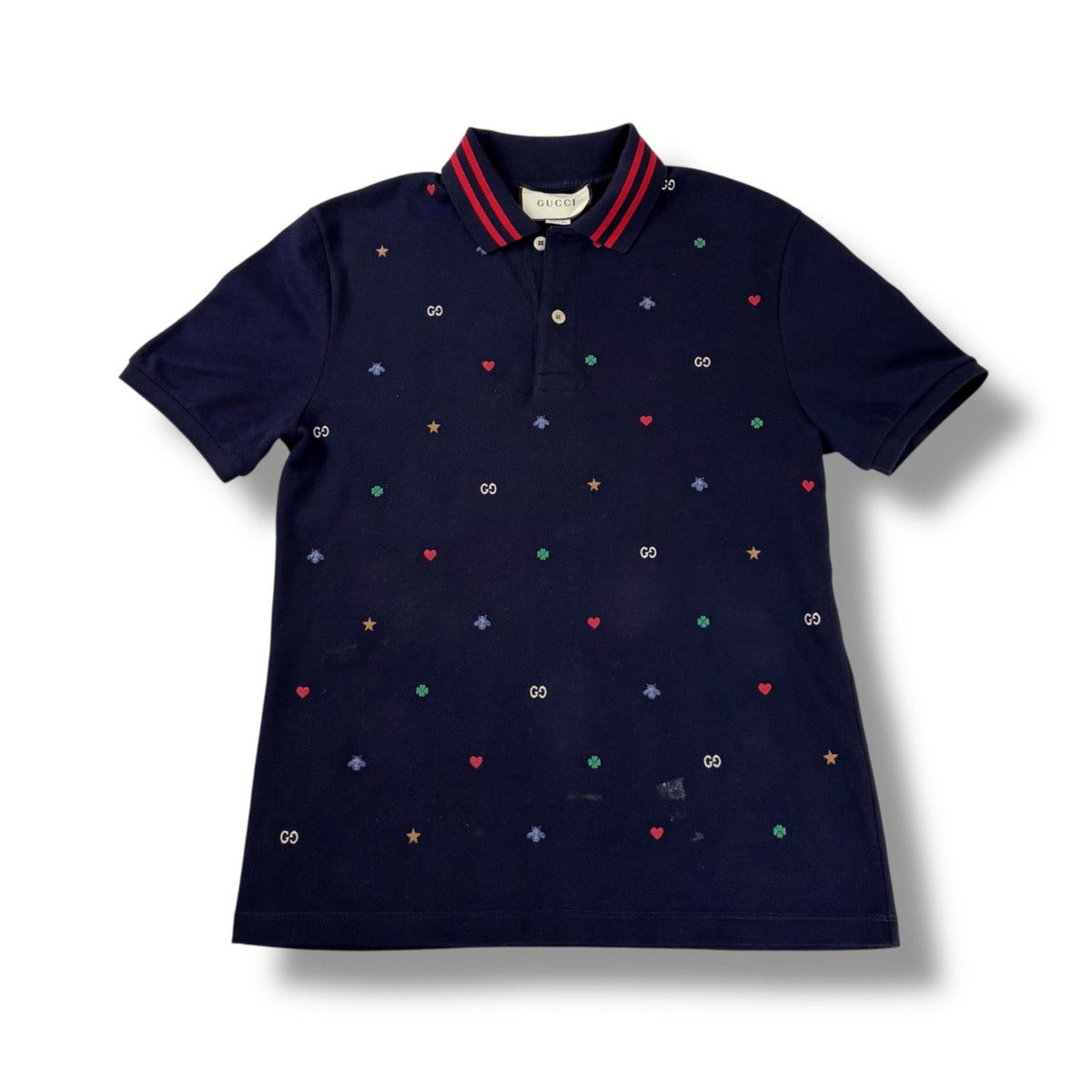Gucci Polo Shirt Short Sleeve Embroidered All Over Pattern Bee Star — view 2