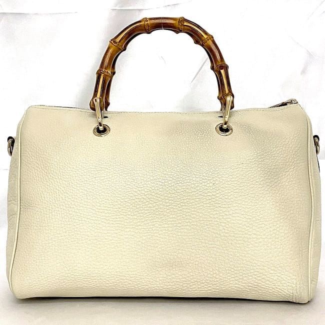 Gucci 2way Boston Bag White Bamboo 353124