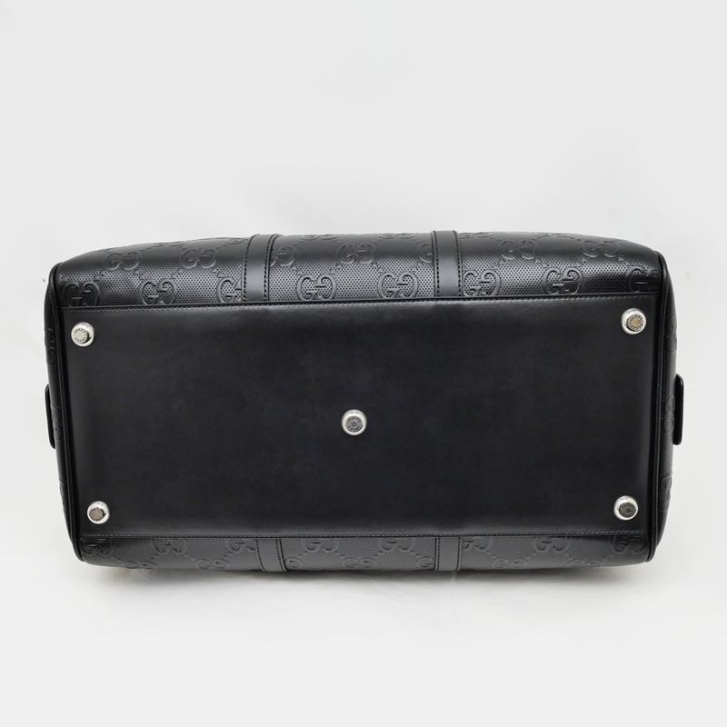 Gucci GG Embossed Boston Bag Black 725282 520981 Leather 2way Shoulder