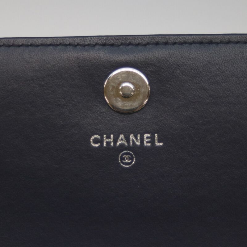 Chanel No 20 Navy Lambskin Boy Chanel Silver Hardware Chain Wallet Chain Long