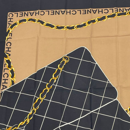 Chanel Matelasse Bag Motif Scarf Silk Brown