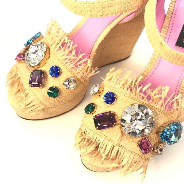 Dolce & Gabbana Straw Wedge Sandals 35.5