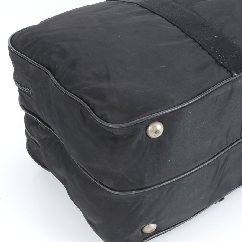 Prada Tessuto Nylon Triangle Logo Leather Boston Bag Business Travel Tote