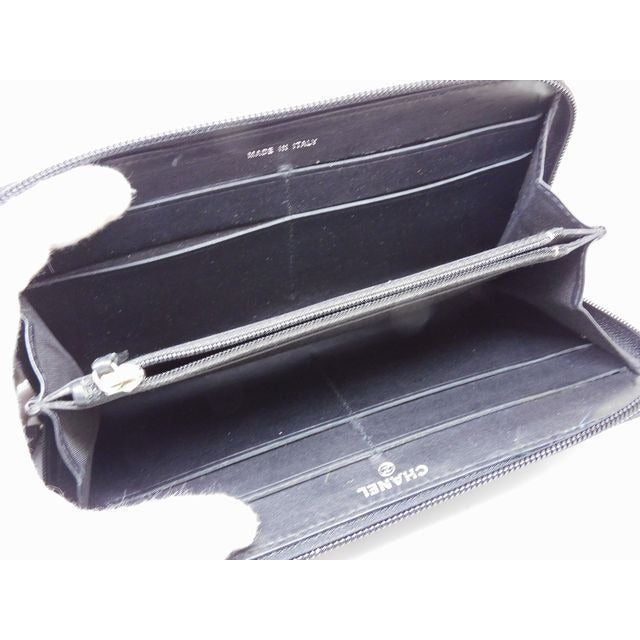 Chanel Bicolor Wallet Zipper External Repair Leather Black — view 3