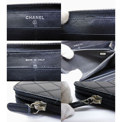 Chanel Bicolor Wallet Zipper External Repair Leather Black — view 4