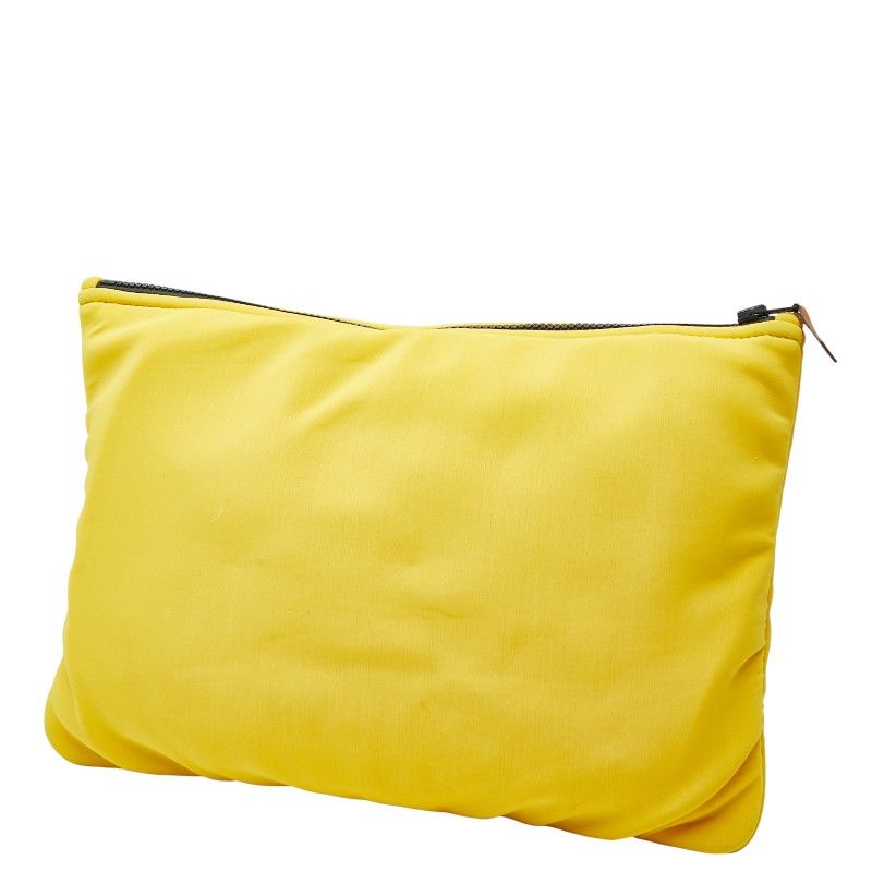 Hermes Trousse Flat Neobain GM Pouch Clutch Bag Yellow Polyamide/elastane