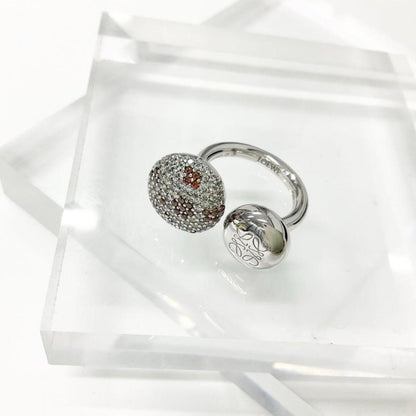 Loewe Anagram Ring Line Stone Silver
