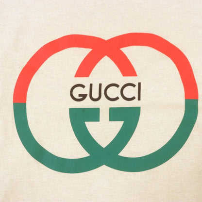  Gucci 771758 100% Cotton GG Logo Print Crew Neck Short Sleeve Brown XS Made
