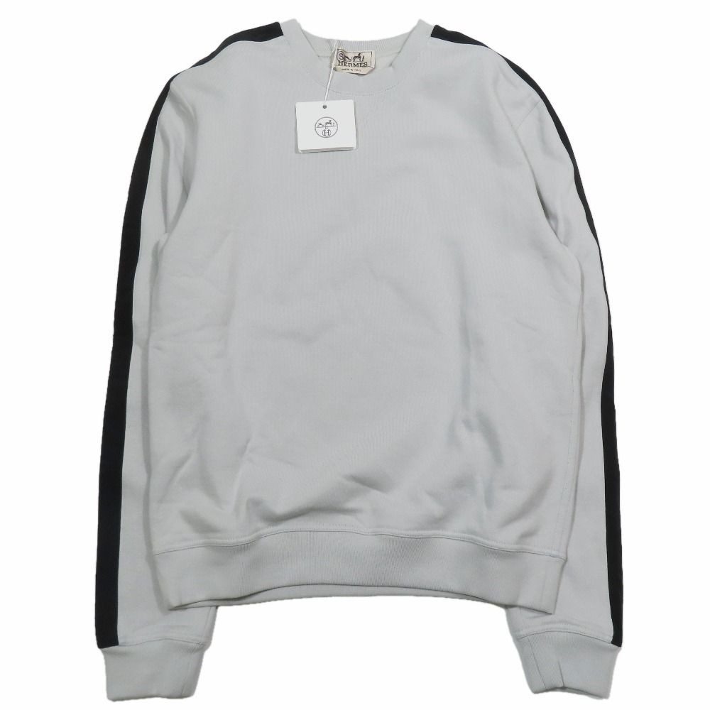 Hermes Run Sweatshirt Shirt Hline Brushed Lining Top Side Line XS Light Blue