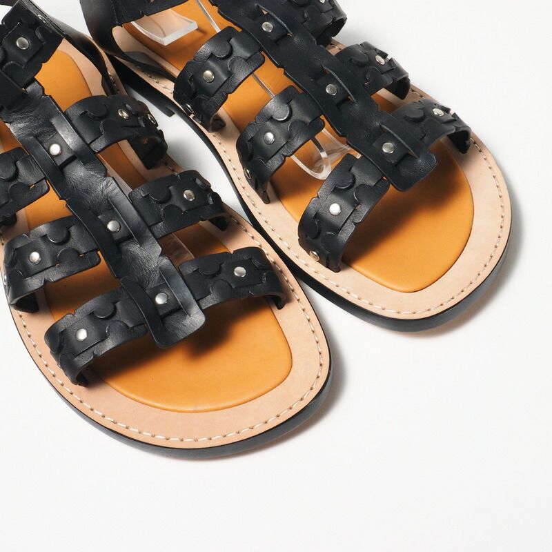 Loewe Sandals Size 43 Gladiator Sandals Shoes Leather Black Made In