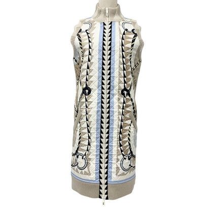 Hermes Outerwear Beige Multicolor Twill Reine Vest Quilted