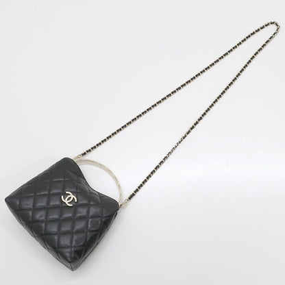Chanel Top Handle 2WAY Bag Shoulder Bag Black Gold Hardware Matelasse