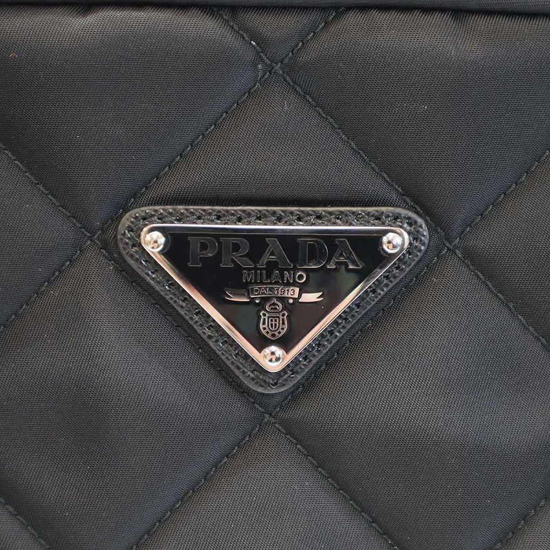 Prada Quilted Chain Tote Bag Nylon Quilted Chain Tote Bag 1bb903 Black