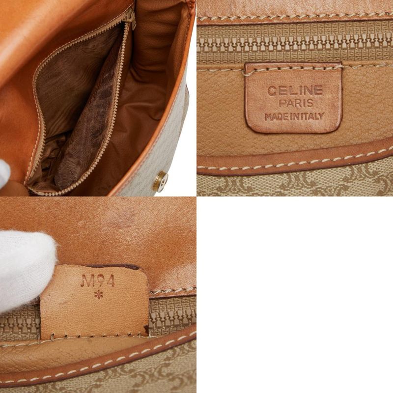 Celine Macadam Star Ball Beige Brown PVC Leather Women's Celine