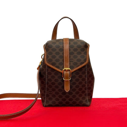 Celine Vintage Macadam Blason Triomphe Pattern Leather 2-Way Belt Bag