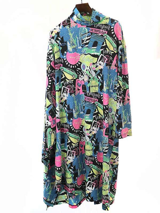 Balenciaga 20ss City Print Cotton Dress Mix XS