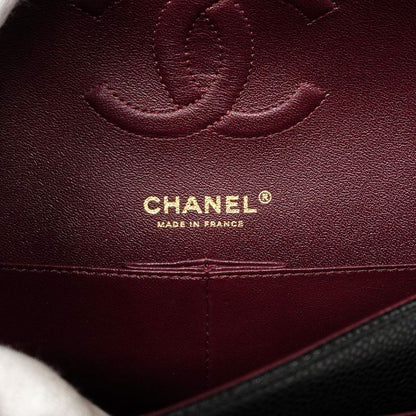 Chanel Shoulder Bag Matelasse Caviar Skin Black Chien Pan Gold Hardware Women
