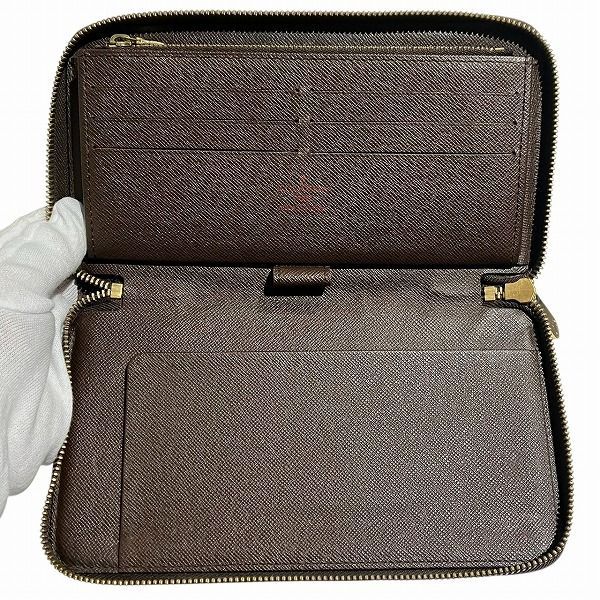 Louis Vuitton Damier Ebène N60003 Round Zipper Long Wallet Unisex