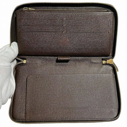 Louis Vuitton Damier Ebène N60003 Round Zipper Long Wallet Unisex