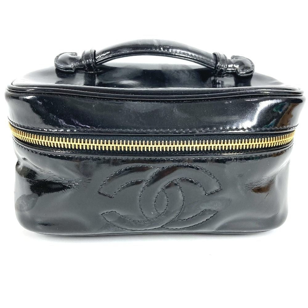 Chanel Handbag Vanity Bag CC Logo Enamel Black