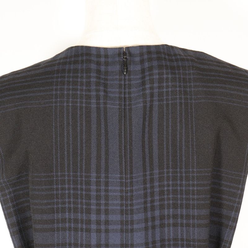 Louis Vuitton Dress Checked Wool Navy Women's Dress