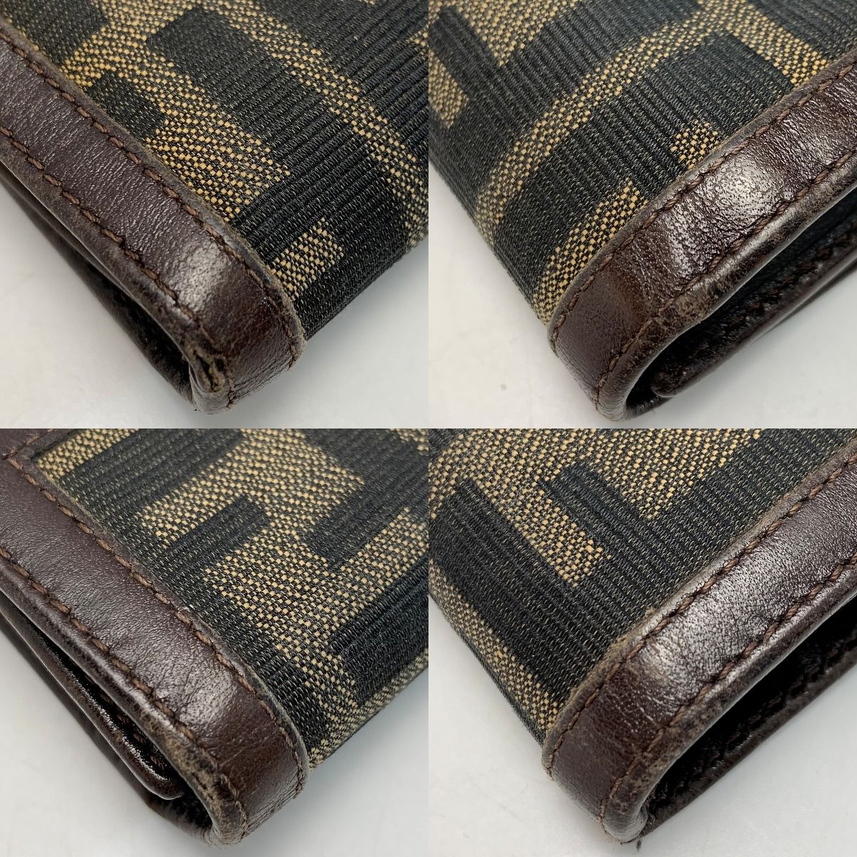 Fendi Zucca Jacquard Canvas Brown Trifold Wallet Men's Women's