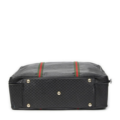 Gucci Vintage Large Travel Shoes Black Micro Guccissima Canvas AB — view 6