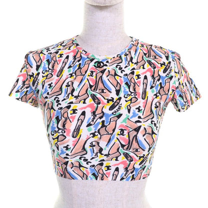 CHANEL Vintage P95 Po5010 Coco Mark Logo Pumps Total Pattern Crewneck Cropped