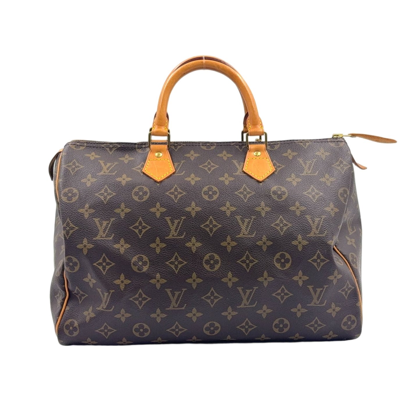 Louis Vuitton Speedy 35 Monogram Leather Brown Handbag Gold
