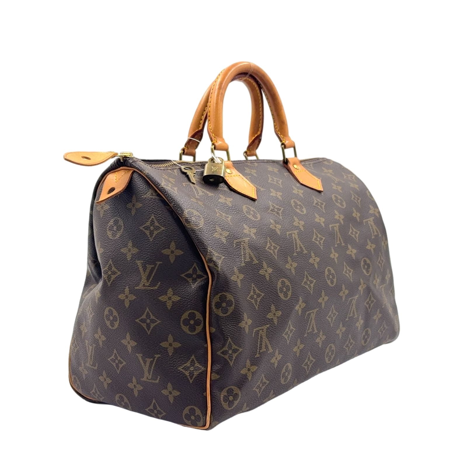 Louis Vuitton Speedy 35 Monogram Leather Brown Handbag Gold — view 2