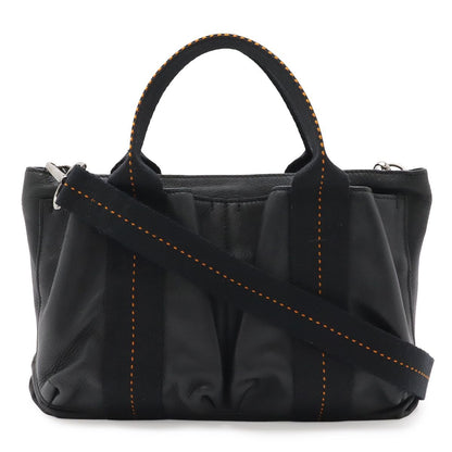 Hermes Caravan Horizontal PM Tote 2-Way Shoulder Bag Crossbody Voderma Black Orange