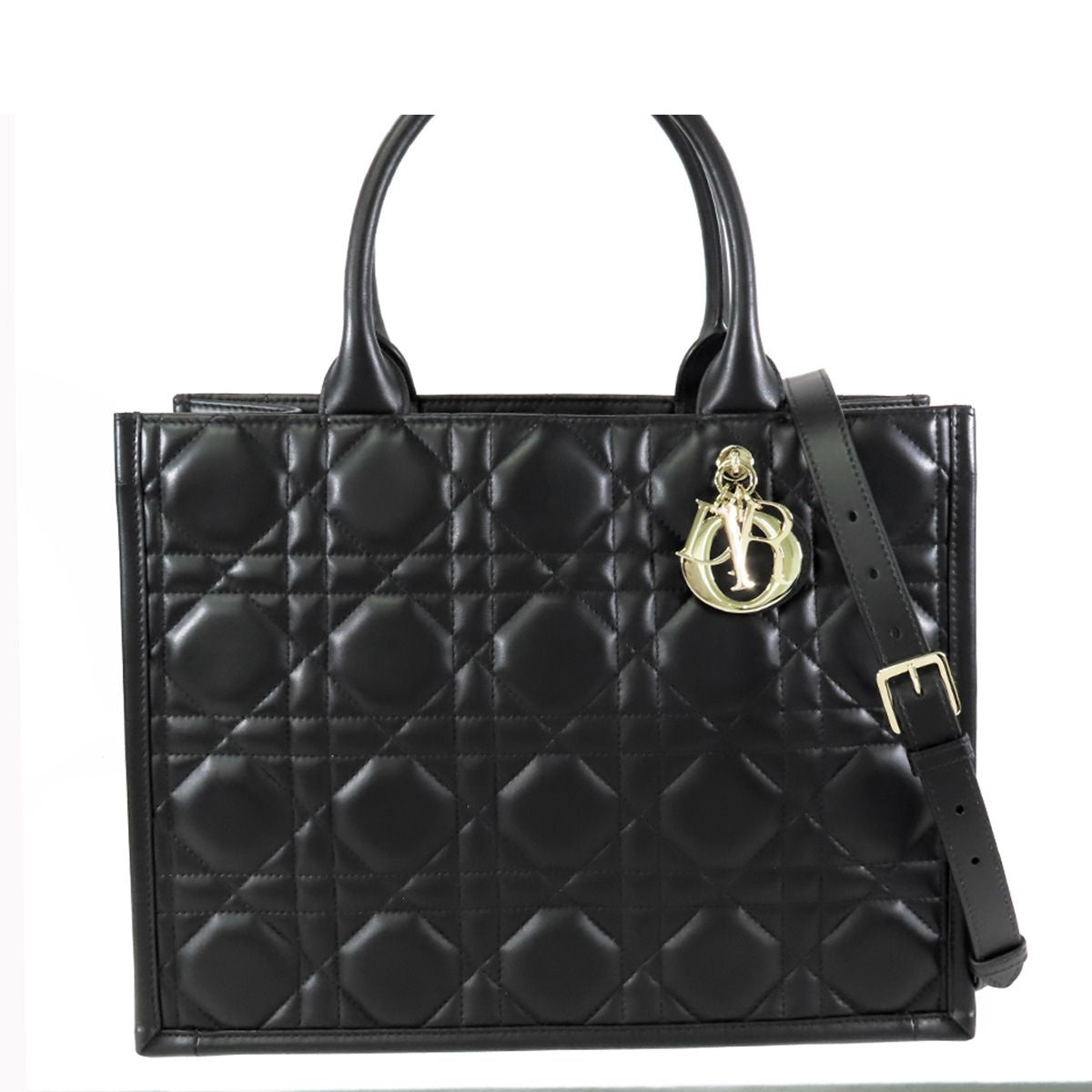 Dior Book Tote Black Leather Cannage 2-Way Shoulder Bag