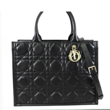 Dior Book Tote Black Leather Cannage 2-Way Shoulder Bag