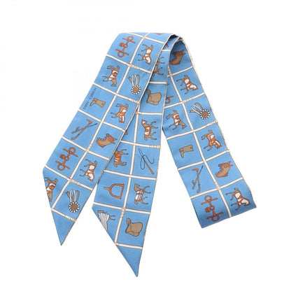 Hermes Scarf Twill Couvertures Nouvelles Blue Silk