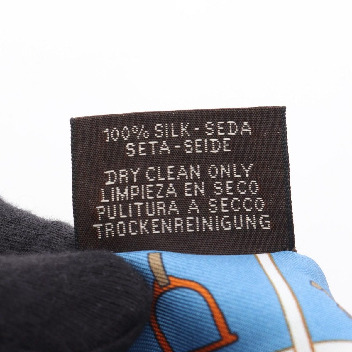 Hermes Scarf Twill Couvertures Nouvelles Blue Silk — view 6