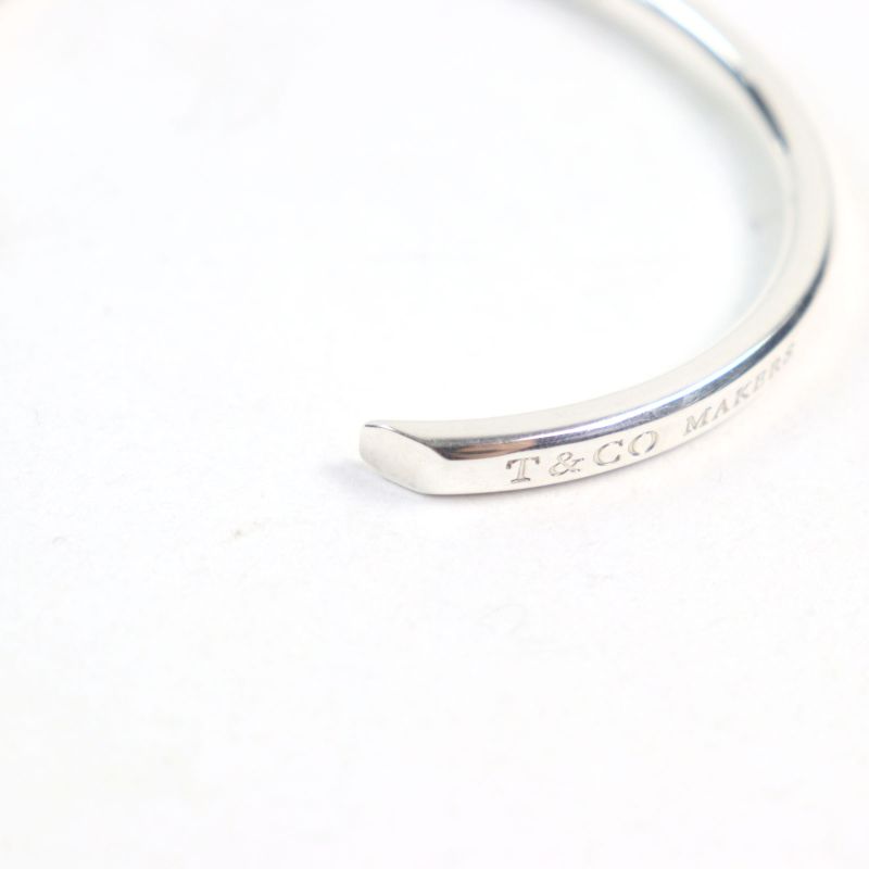 Tiffany & Co Makers' Narrow Ag925 Logo Engraved Bangle Silver Weight 16.06g
