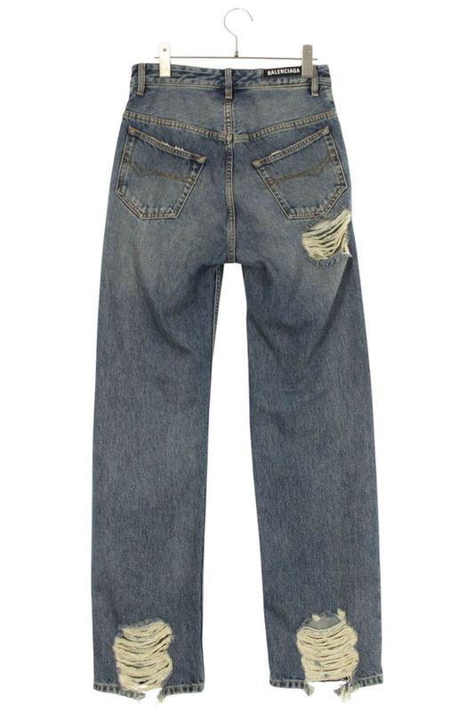 Balenciaga 745151 Thw25 Destroyed Denim Pants Men's XXS