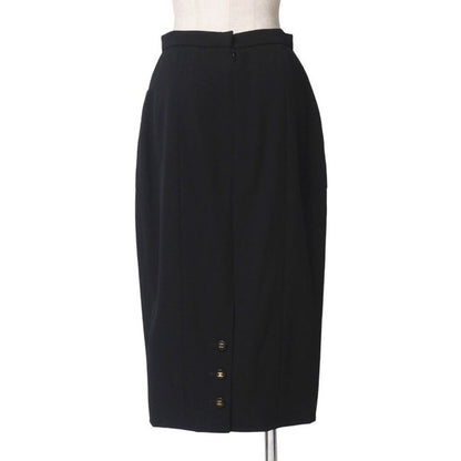 Chanel Skirt Size 38 95A Tight Skirt CC Logo Coco Mark Button Wool Black Made