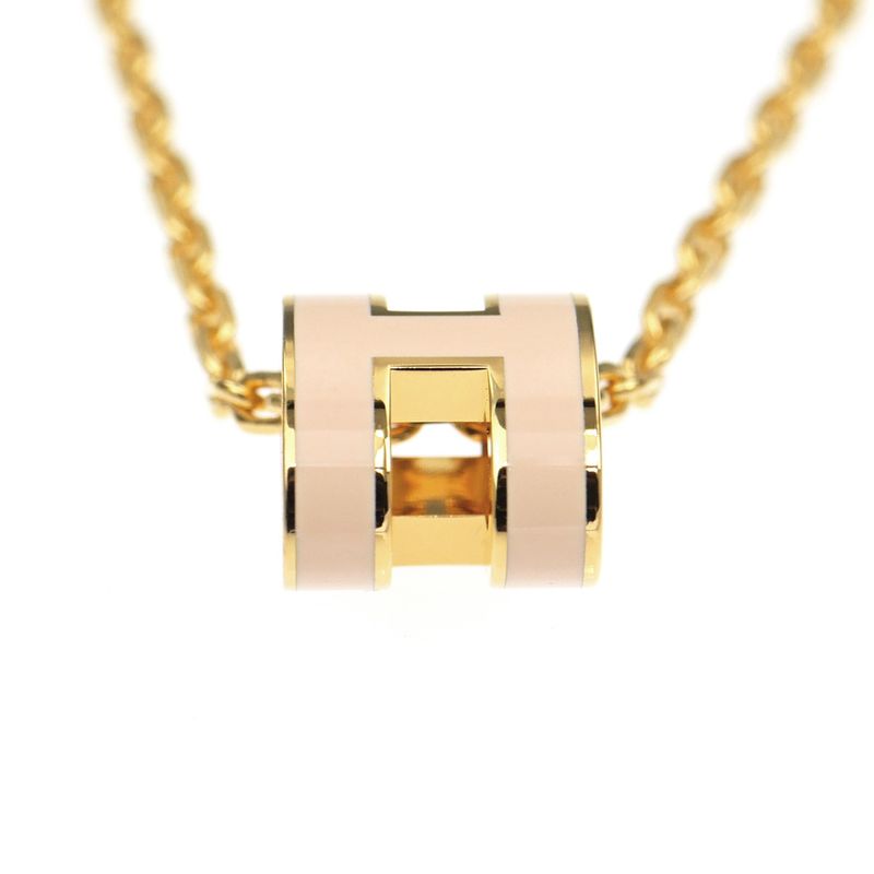 Hermes Necklace Pop Ash Mini Pendant H Rose Dragee Gold Hardware