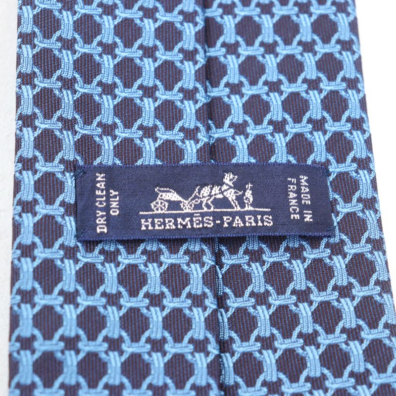 Hermes 659059t Cravate 100% Silk All-over Design H Logo Lining Tie Blue Navy