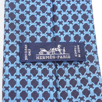 Hermes 659059t Cravate 100% Silk All-over Design H Logo Lining Tie Blue Navy