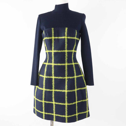 Christian DIOR 5a21617a1161 Wool Mohair Runway Worn Check Flared Knit Dress
