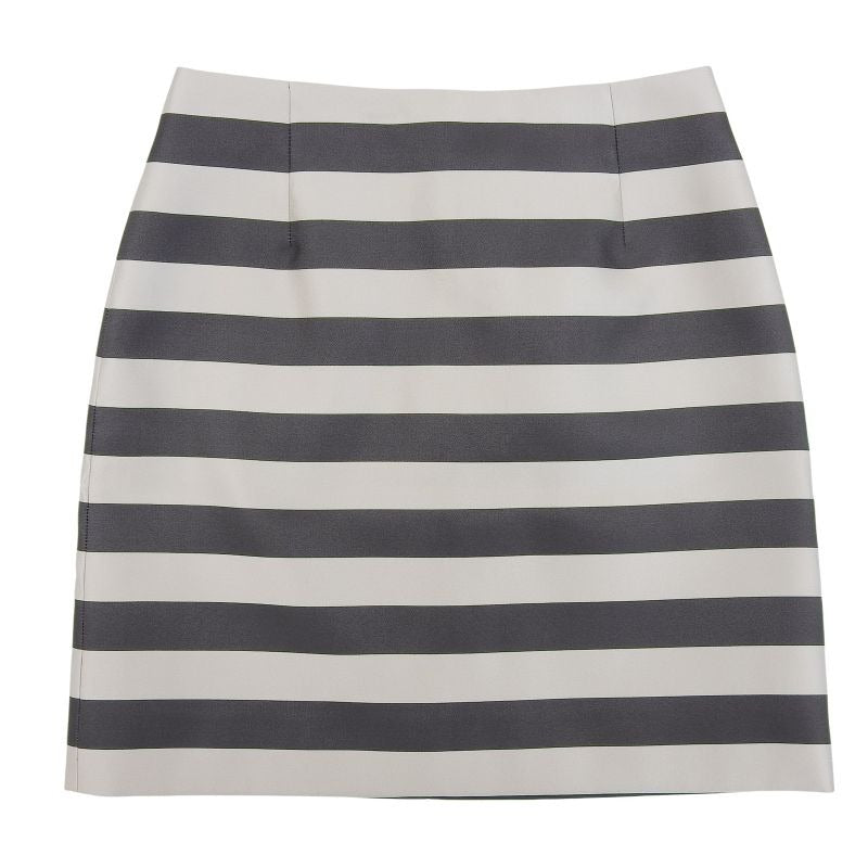 Louis Vuitton 20 SS 100% Silk Striped Satin Skirt Black Beige 36