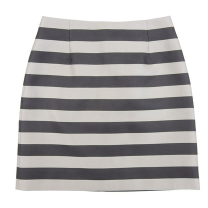 Louis Vuitton 20 SS 100% Silk Striped Satin Skirt Black Beige 36